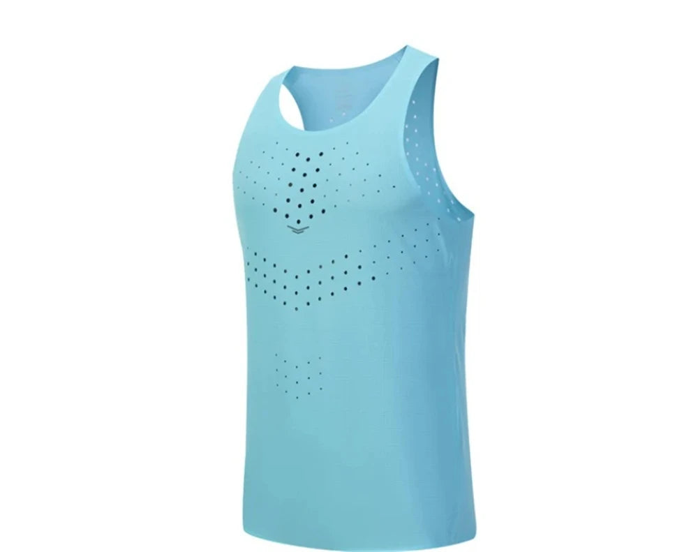 Mens Ultra-Light Quick-Dry Running Vest Summer Breathable Men Tops Marathon Athletics Fitness Gym Sport Training Workout Apparel