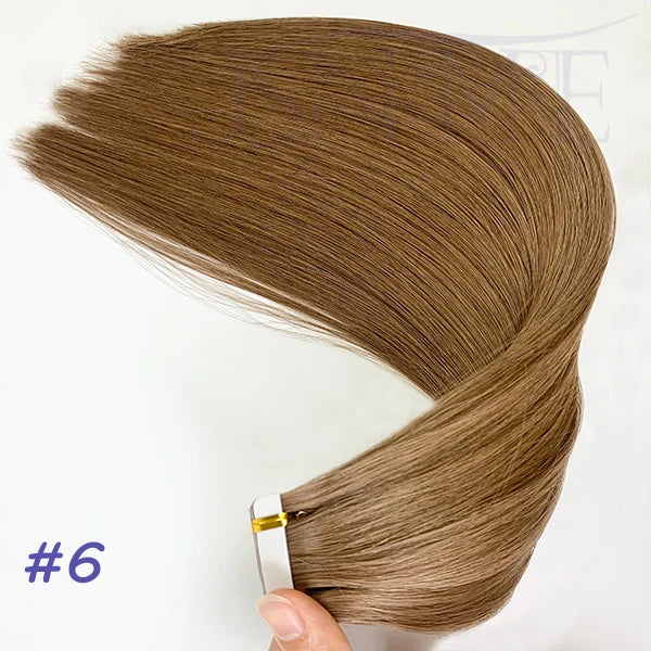 JSNME High Quality Tape In Hair Extension Invisible 100% Real Human Hair Straight Tape Ins  Brown Blonde 2.5g/pcs 16-22 Inch