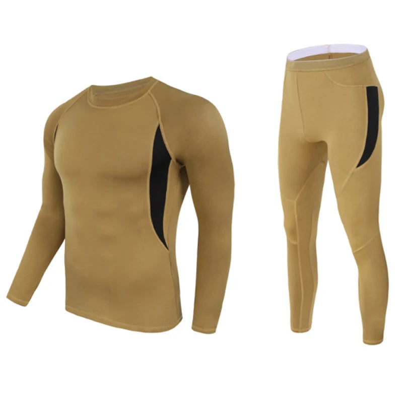 ESDY Fleece Thermal Underwear Men Autumn Winter Warm Long Johns Fitness Sports Compression Breathable Leggins Thermo Tracksuit