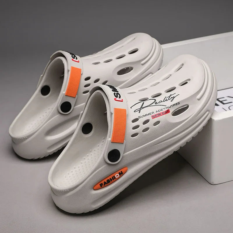 Summer Sandals for Men Massage Casual Slippers Non-Slip Slides Men's Sandals Indoor Outdoor Hole Beach Shoes Larger Size