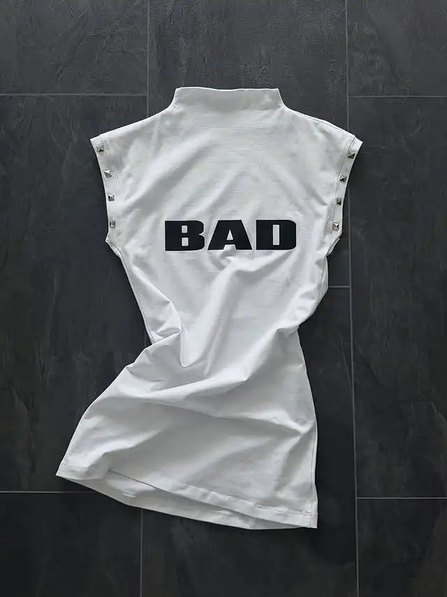 Summer New Arrival American Style Sexy Streetwear Letter Printed Sleeveless Tank Top Short Dress For Women