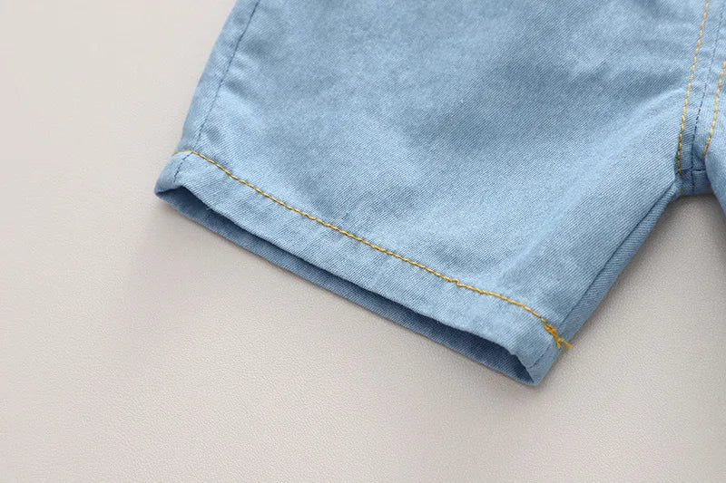 Summer Baby Boys Denim Clothes Suit Children Outfits Fashion Solid Shirt Shorts 2Pcs/Sets Toddler Casual Costume Kids Tracksuits