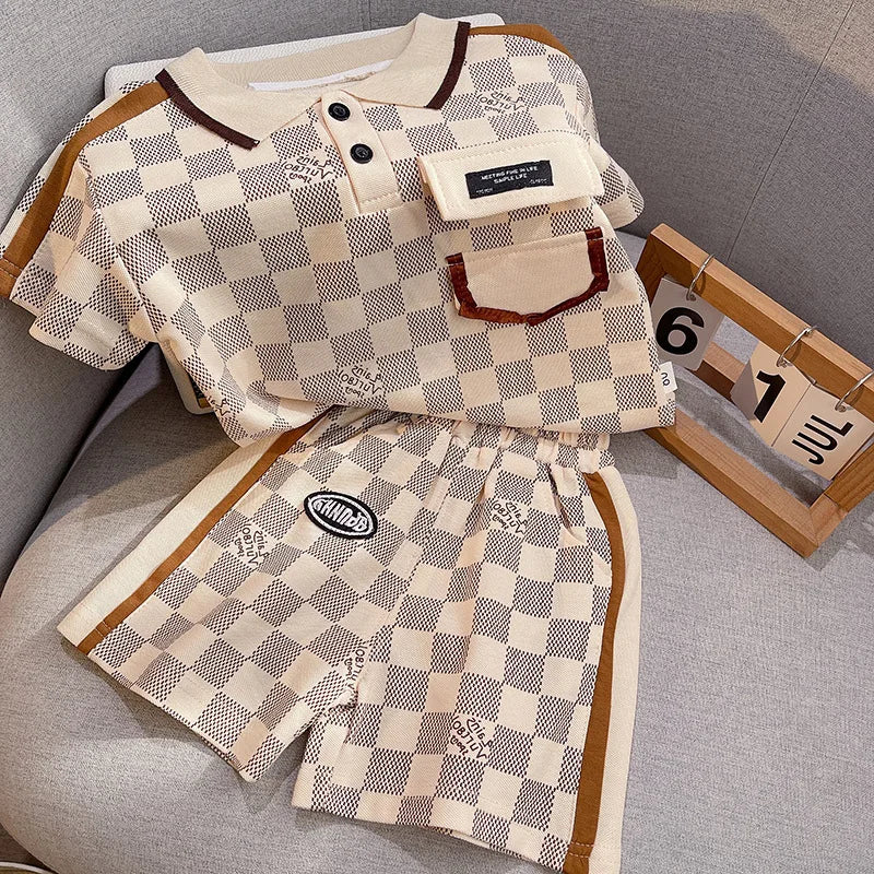 Fashion Todddler Boys Polo T-shirts + Shorts Baby Kids Girls Clothes Sets Summer Children's Outfits