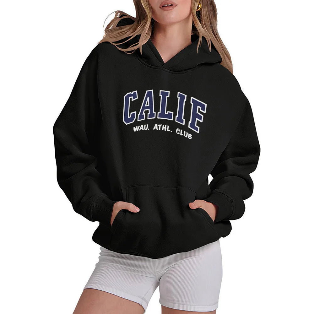 Women Hoodies Oversized Drop shoulder Fashion Loose Fleece Autumn Winter Printed Letter Pullover Aesthetic Sweatshirts 2025 New