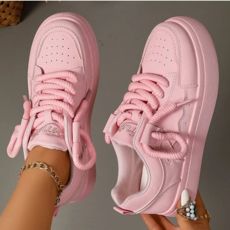Thick-Soled Sneakers for Women 2025 Fall New Fashion Versatile Heightening Bread Shoes Casual Platform Women's Vulcanize Shoes