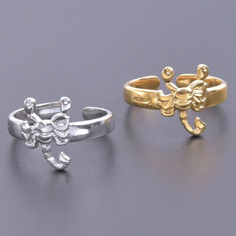 Fashion 5pcs/lot Marine Jewelry Sea Animals Conch Starfish Shell Rings Stainless Steel Rings Jellyfish Scallop Oceans Women Gift