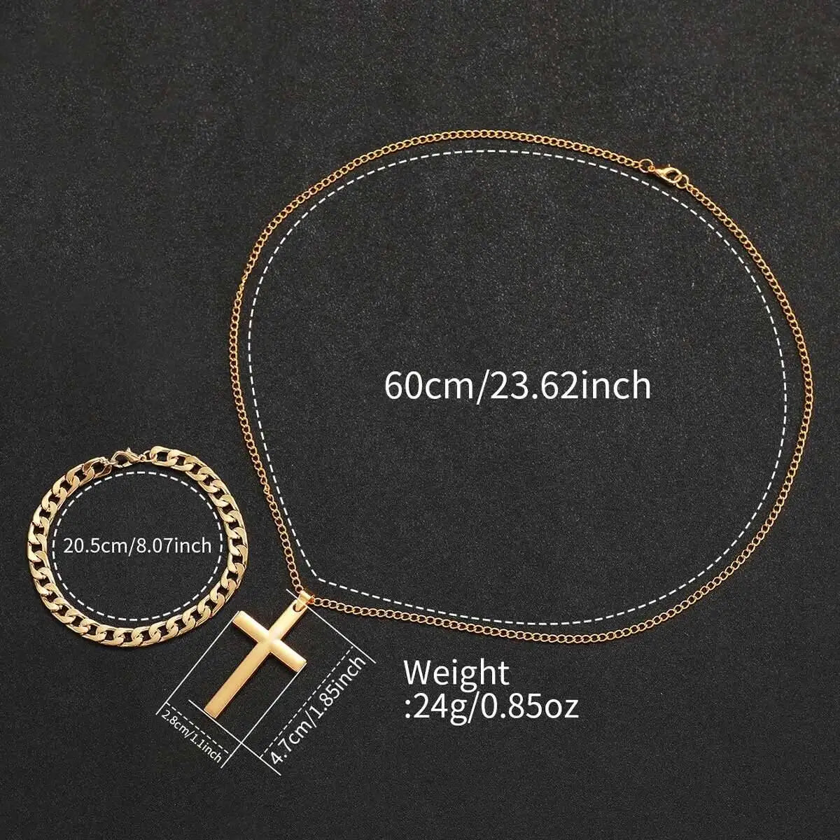3PCS/Set Fashion Men's Quartz Watch Luxury Large Dial Men Business Watches Necklace Bracelet Set Reloj Hombre（Without Box）