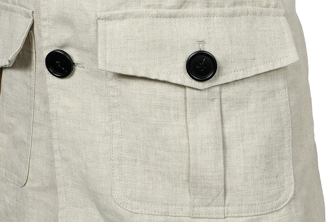 2026 British Style Men's Linen Safari Jackets Fashion Vintage Multi Pockets Cargo Jacket Streetwear Gentry Casual Outerwear Male