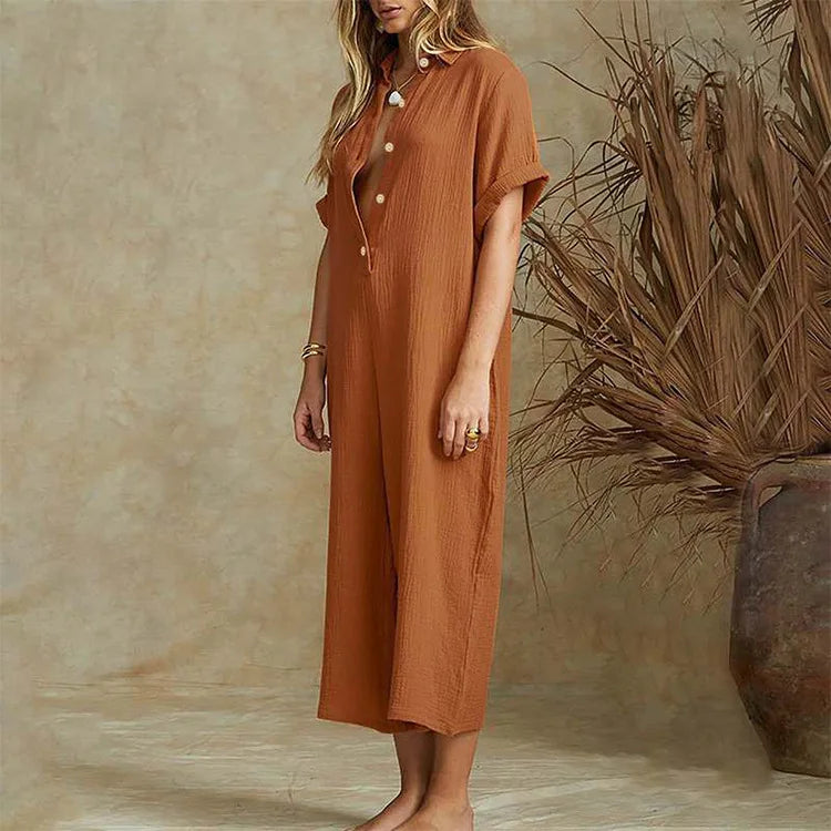 Elegant Autumn Casual Workwear Jumpsuit Cotton And Linen Women's Trousers Spring Autumn Office Lady Loose Jumpsuits Female