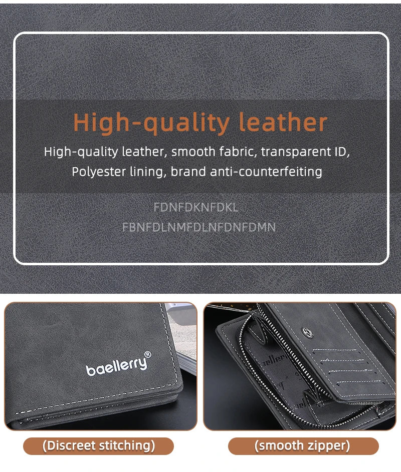 Baellerry New Men Wallets High Quality Brand Card Holder Short Male Purses Zipper Coin Pocket Large Capacity Men's Wallet
