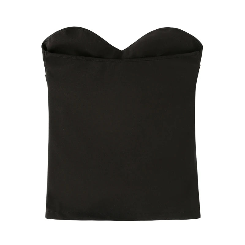 HXAO Womens Corset Crop Top Strapless Black Backless Tube Top Ruched Bustier