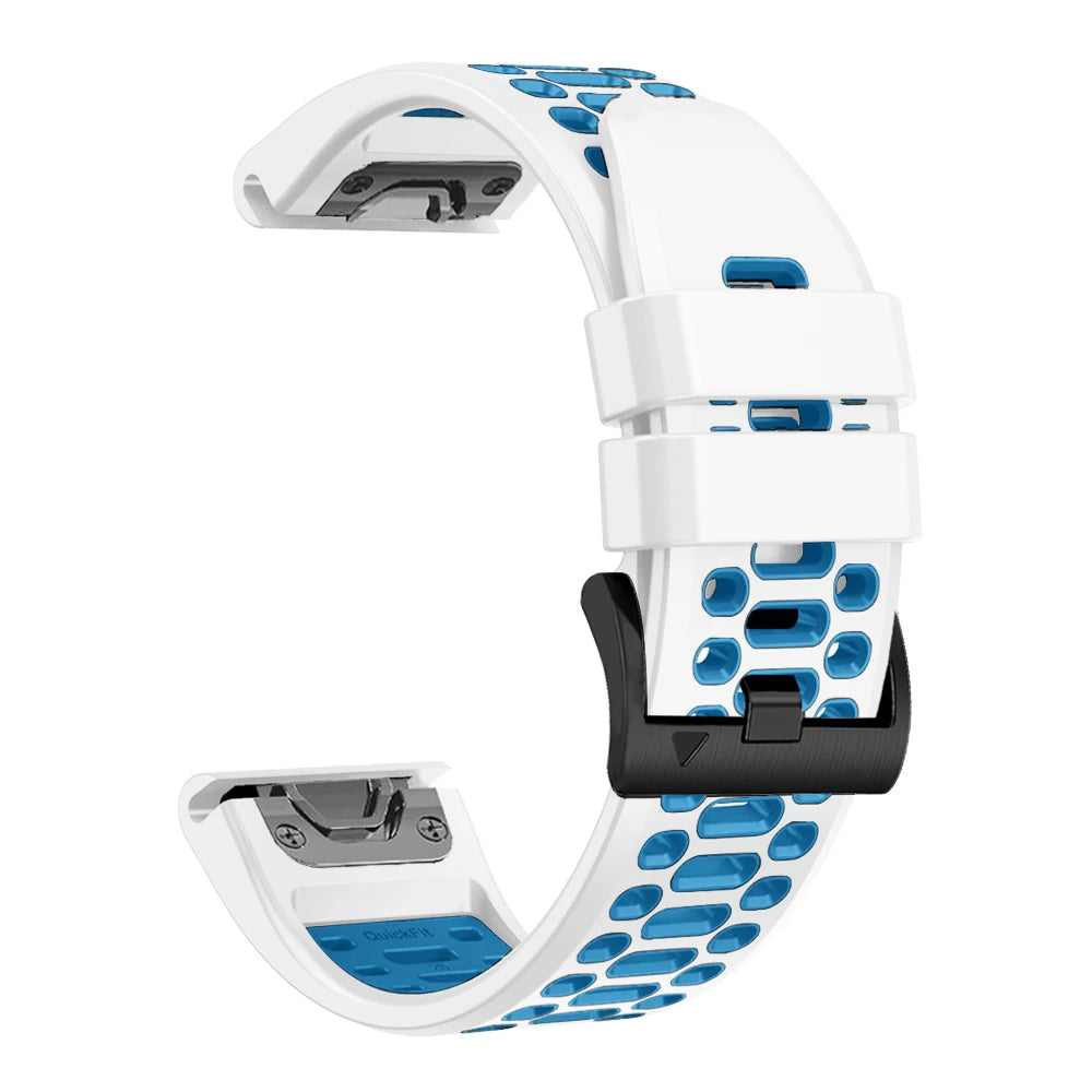 Sport Two-Tone Breathable Silicone Watch Band For Garmin Fenix 7X 7 Pro 6X 6 5 5X Plus/Epix 2 47mm 51mm QuickFit 26/22mm Strap