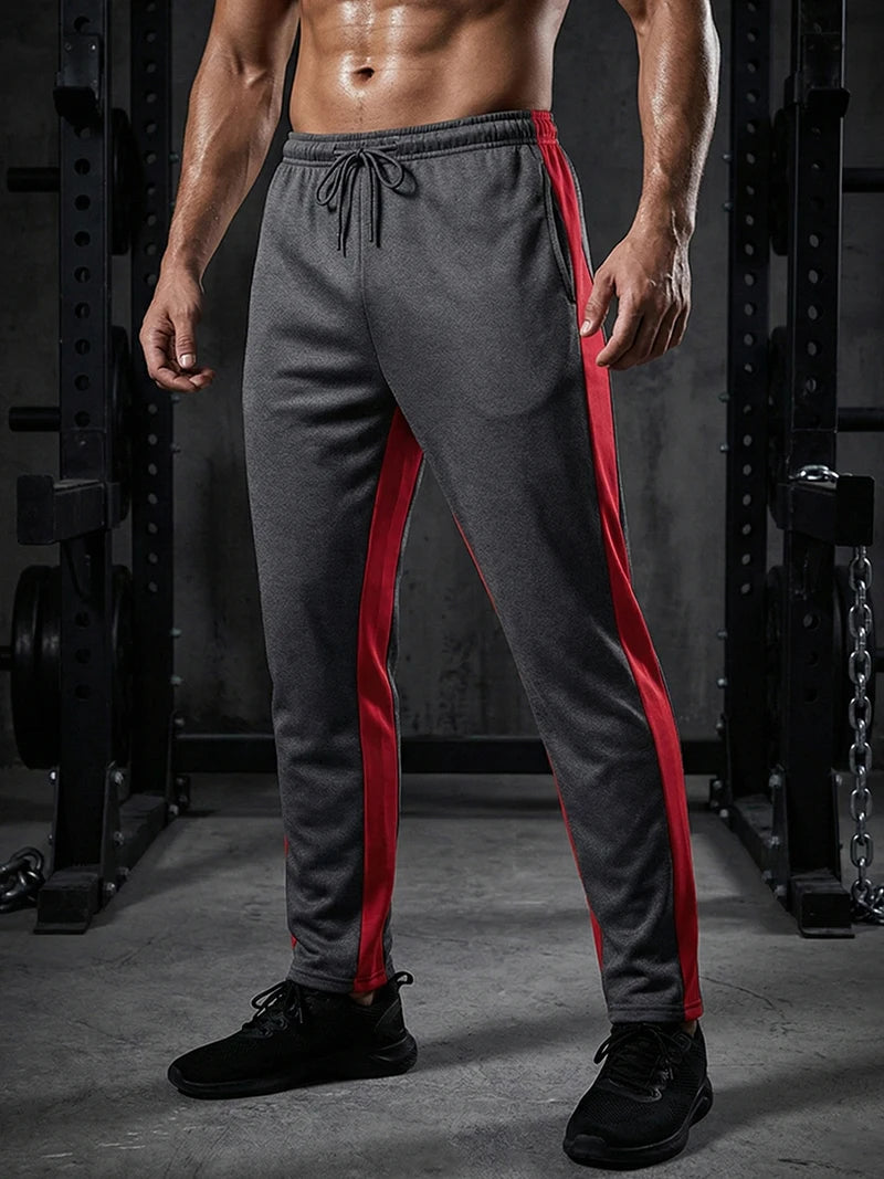 Mens Athletic Workout Running Jogging Sweatpants Fall Winter Warm Cozy Joggers Pants Colorblock Patchwork Trousers Activewear