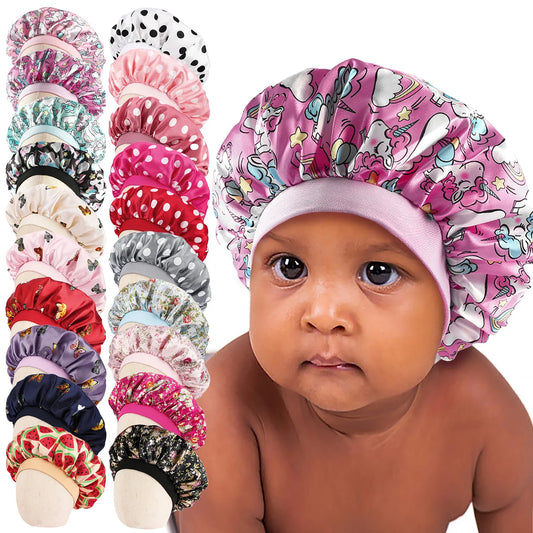 Fashion New African Children Adjustable Printing Ankara Satin Bonnet Sleep Cap Baby Kids Satin Bonnet Sleep Hat Silk Shower Cap