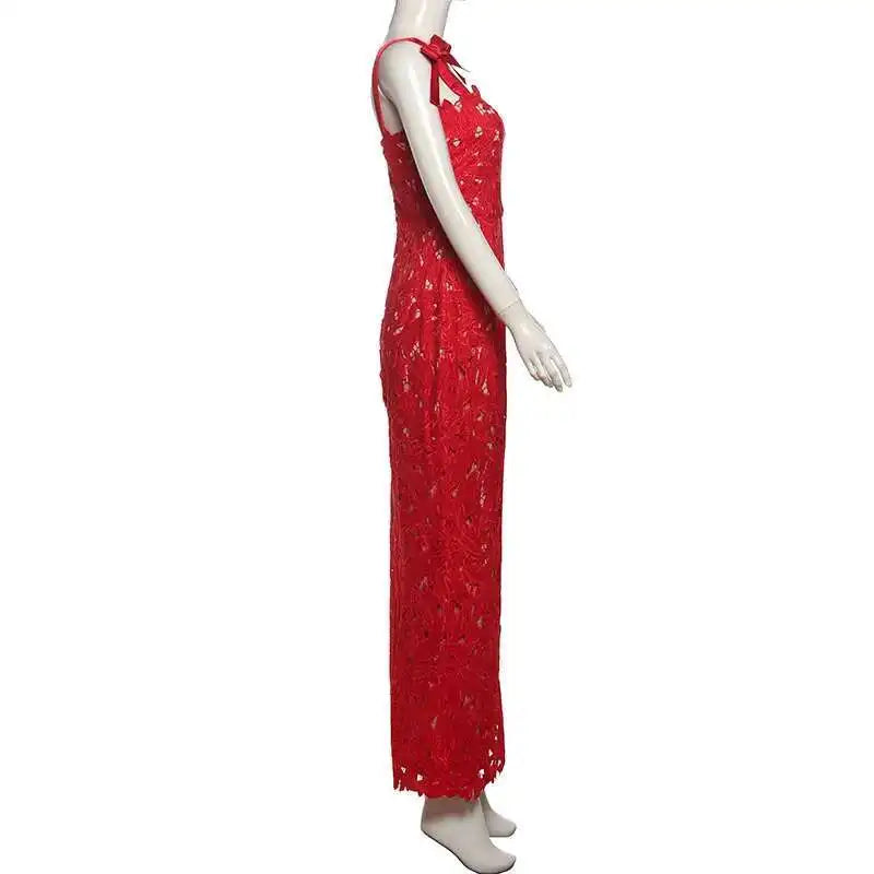 Townlike Hollow Out Slim Bodycon Christmas Dress Women 2024 Summer Dress Bow Embroidery Maxi Long Sexy Party Dresses