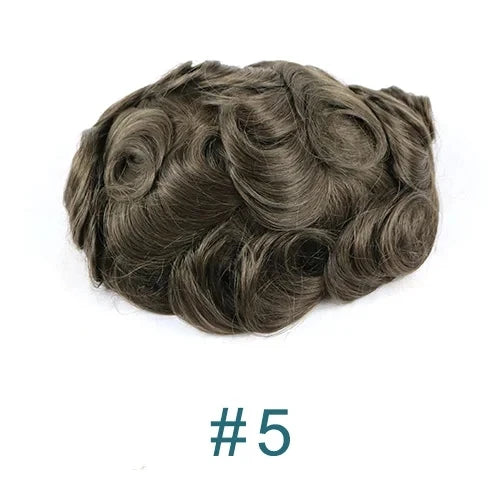 0.02mm Super Ultra Thin Skin 80% Density Natural Hairline Men Toupee Blonde Brown Grey Human Hair Undetected Capillary Prosthesi
