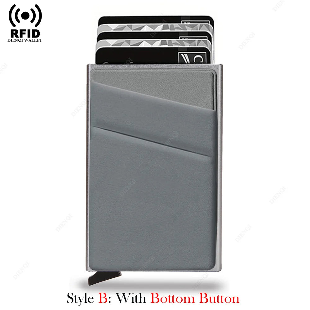 DIENQI Anti-theft Card Protectors Card Holder Minimalist Smart Wallet RFID Protection Aluminum Metal Cardholder Case Porte Carte