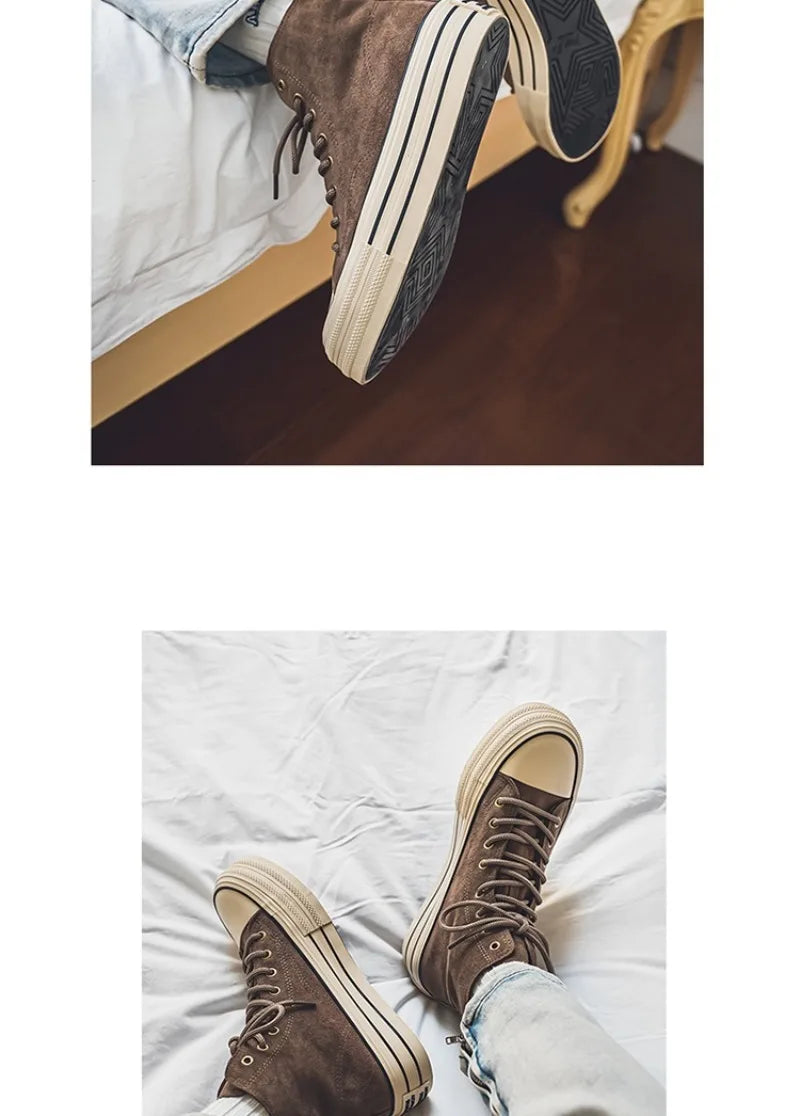 Couple Sneakers Classics Denim Canvas Shoes Fashion High Top Casual Shoes Platform Vulcanized Shoes for Men Lace Up Ankle Boots