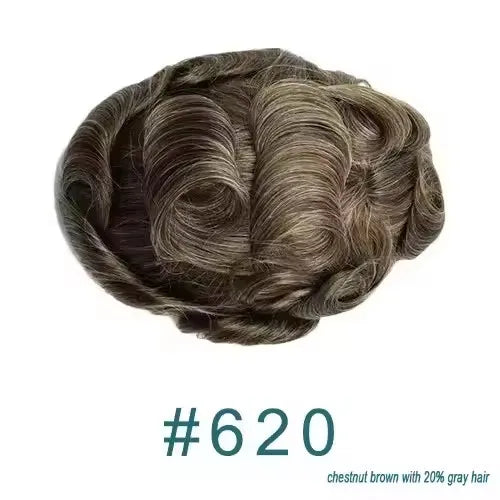 0.02mm Super Ultra Thin Skin 80% Density Natural Hairline Men Toupee Blonde Brown Grey Human Hair Undetected Capillary Prosthesi