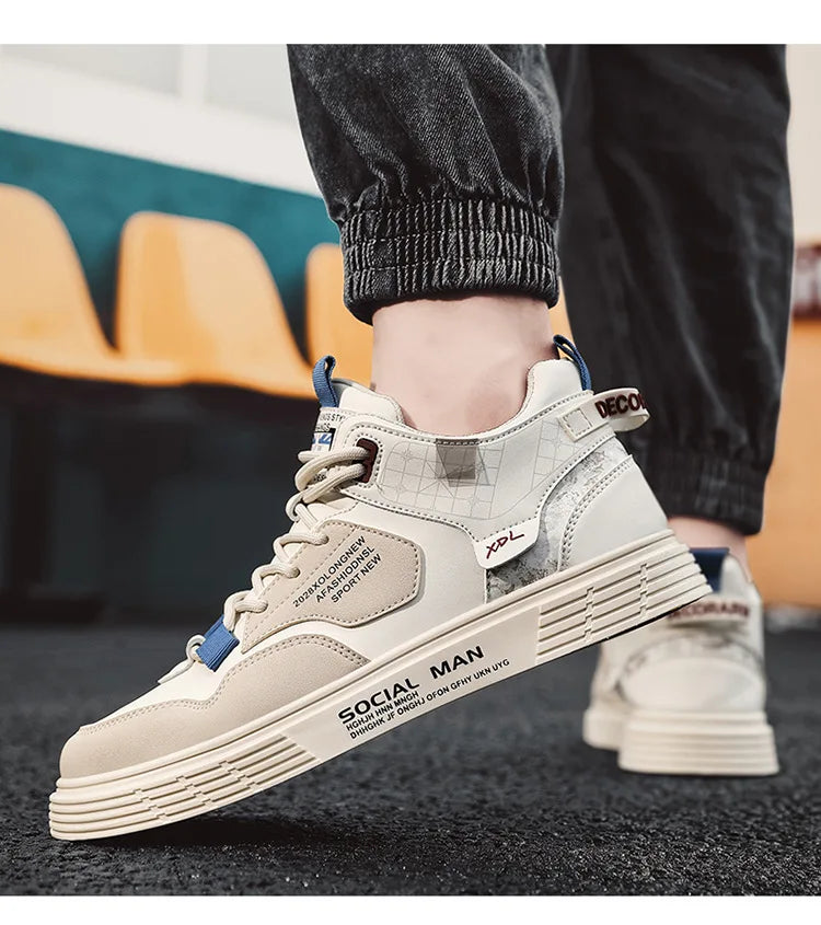 Men's Trend Casual Shoes Leather Shoes White Sneakers Leisure Male Sneakers Non-slip Footwear Men Vulcanized Shoes Size 39-46