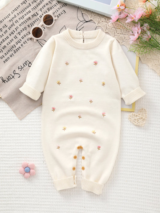 Baby Spring and Autumn Clothes, Newborn Onesies, Infant Long-Sleeved Floral Rompers, Male and Female Baby Butterfly Clothes