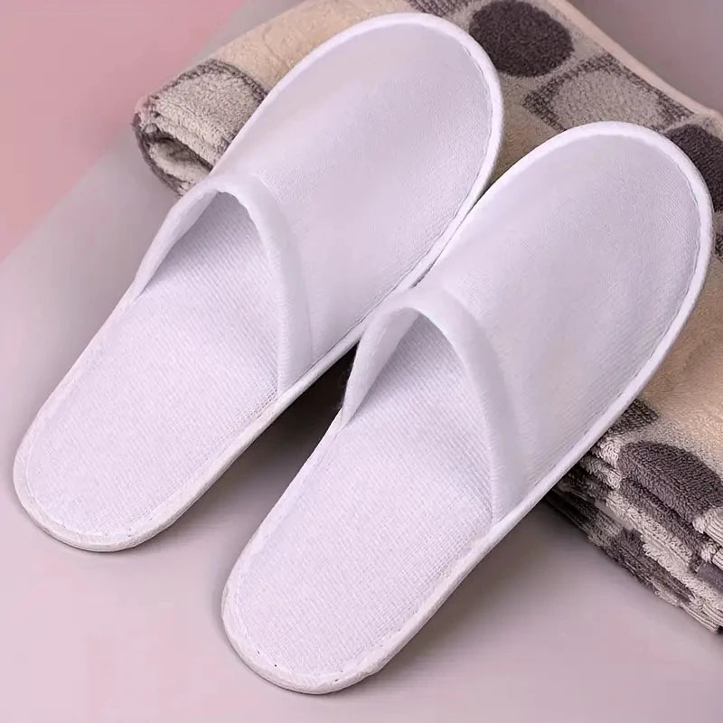 1/5/10pairs Disposable Slippers For Hotel Family Travel Beauty Salon Guests Unisex Portable Non Slip Non-woven Fabric Indoor
