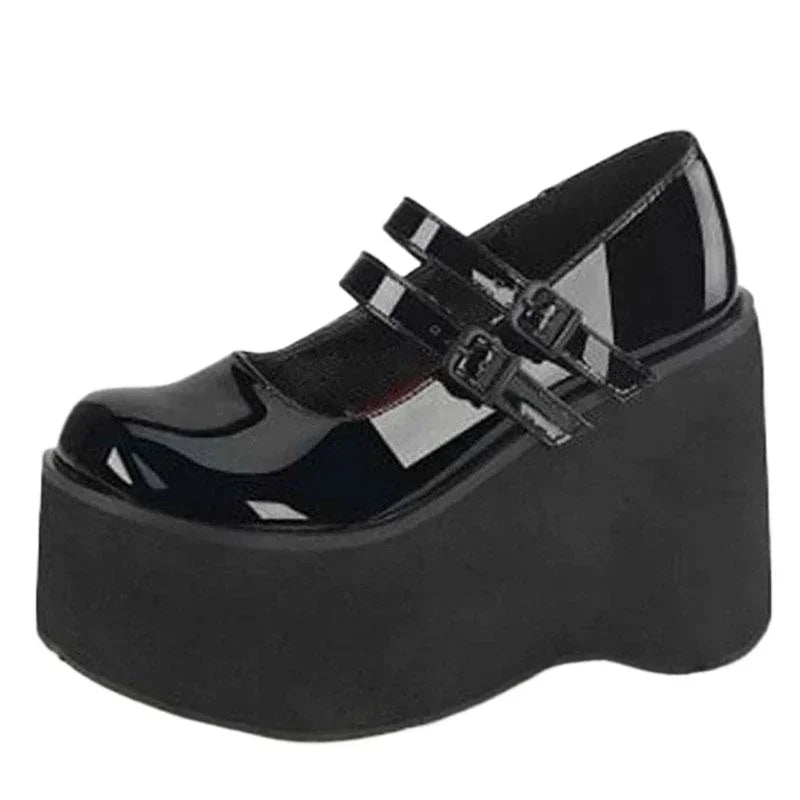 Women Pumps Super High Heel Platform Wedge Spring Ladies Sandals Belt Buckle Classic Sweet Punk Female Lolita Shoes