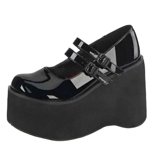 Women Pumps Super High Heel Platform Wedge Spring Ladies Sandals Belt Buckle Classic Sweet Punk Female Lolita Shoes