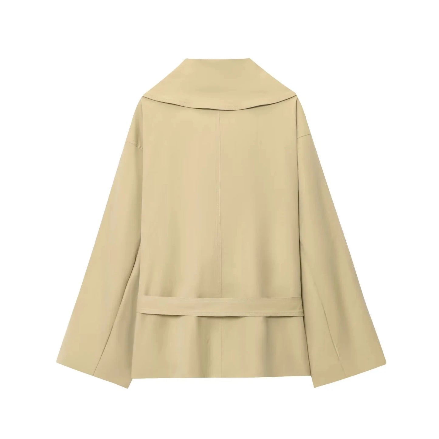 KONDALA Office Lady Khaki Suits Women Long Sleeve Sashes Button Trench Jakcets Wide Leg Button Shorts Fashion 2025 Autumn Suits