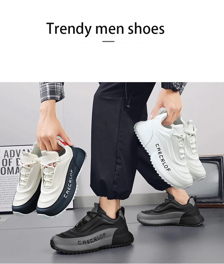 Men's Low-Top Fashionable Color-Blocked Casual Sneakers, with Comfortable Lining, Non-Slip and Wear-Resistant, Height-Increasing Thick Sole, Dual-Purpose Sports and Casual Shoes
