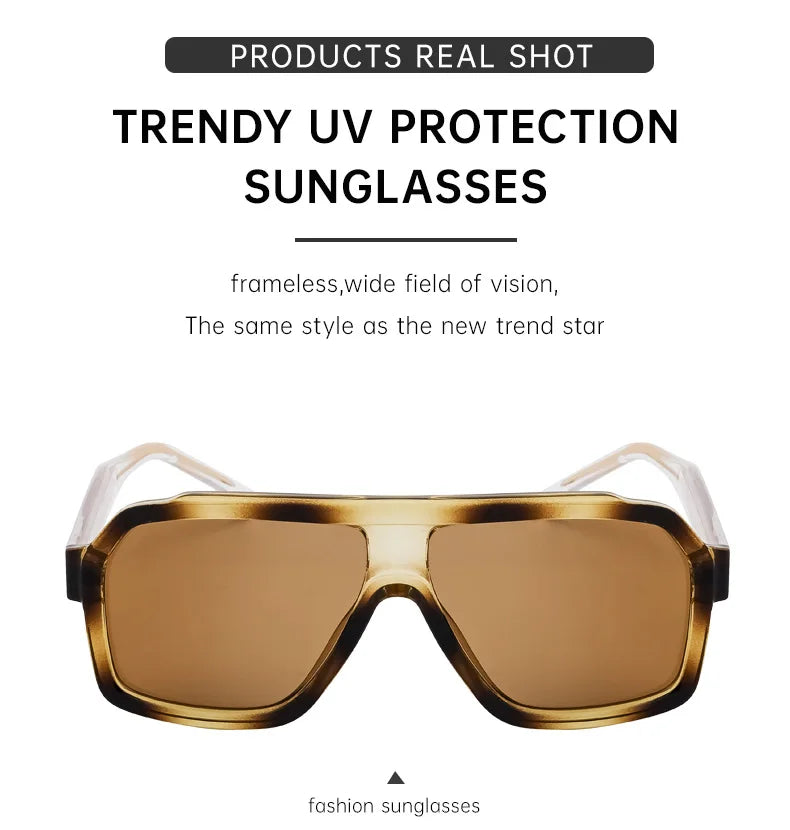 Retro Pilot Men Sunglasses Fashion Clear Gradient Shades UV400 Women Luxury Square Sun Glasses BAZAARHUBO
