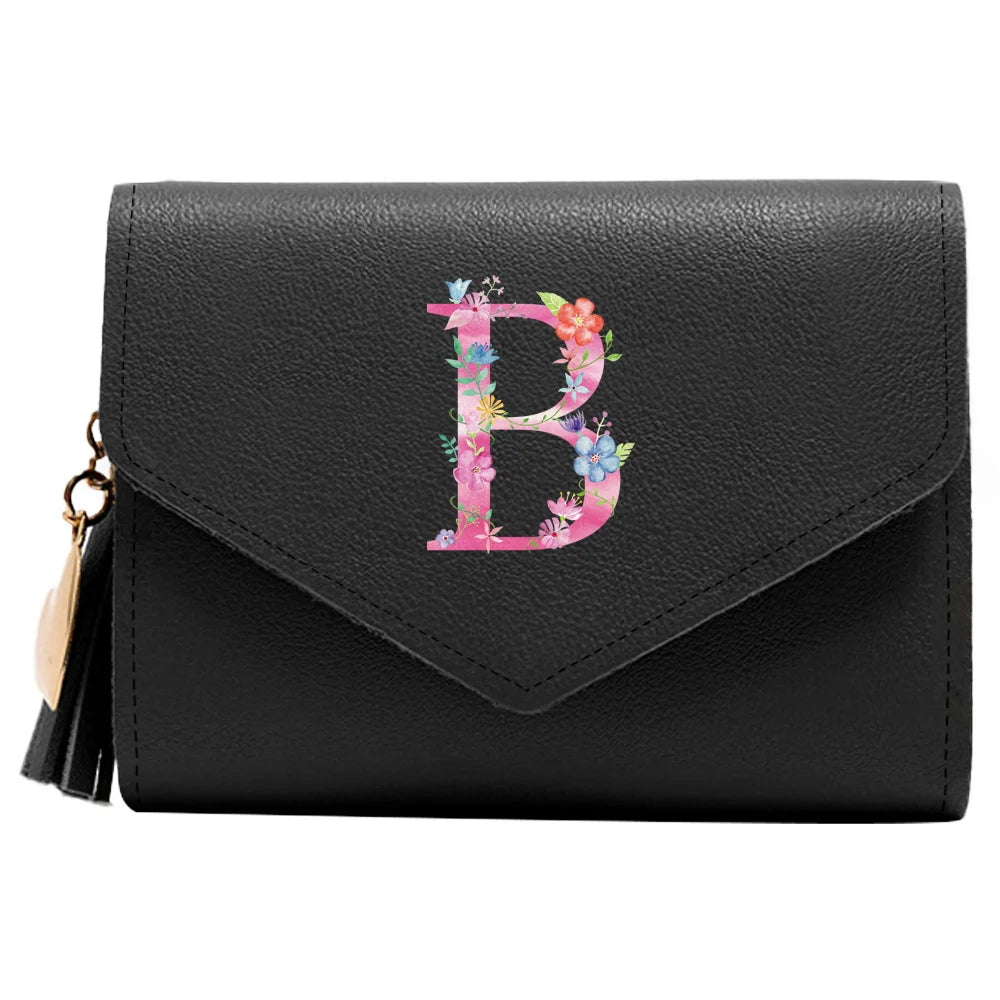 Purse Female Mini Wallet Cute Purse Pink Letter Pattern Slim Wallet RFID Blocking Credit Card Holder Coin Pocket ID Window