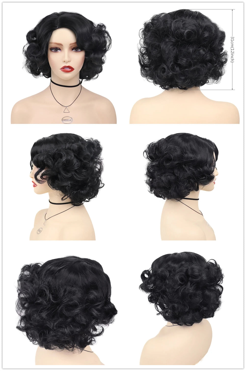 GNIMEGIL Synthetic Cosplay Wig Short Curly Hair Platinum Blonde Wigs for White Women Fluffy Curls Flip 60s Gatsby Hairstyle Wigs