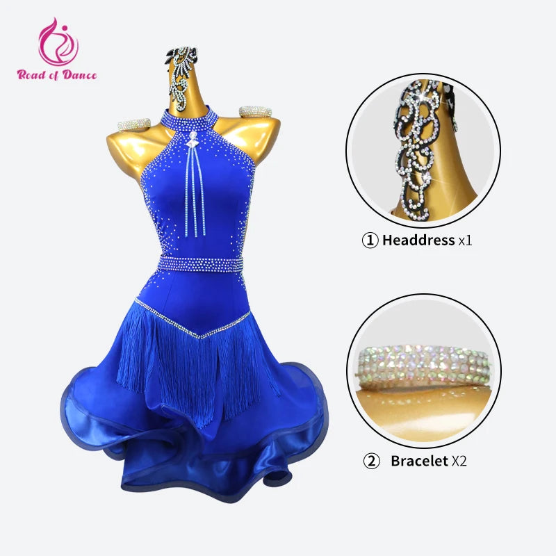 Women's Dress Latin Dance Suit Girls Ballroom Stage Costume Female Clothes 2026 Sexy Elegant Evening Short Skirt Girls Prom Wear