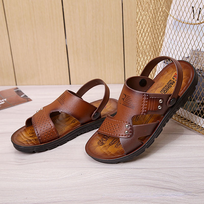 Men's Beach Open Toe Shoes Sandals High Quality Non-slip Men Slippers Breathable Two Uses Male Footwear Mens Summer Outdoor Shoe