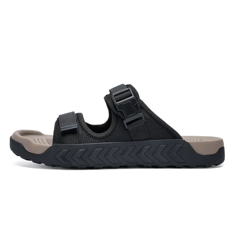 Summer Men Adjustable Outdoor Slippers Men Slides Anti Slip Slippers Black Khaki Green Comfortable Big Size 46 47
