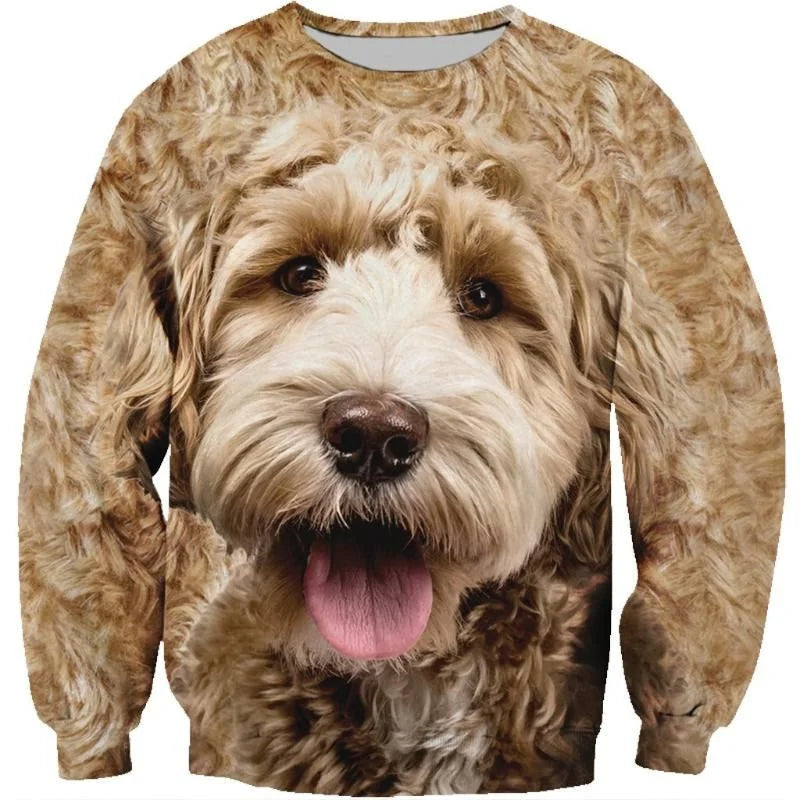 3D Printed Shetland Sheepdog Pomeranian Hoodie Men Pets Dog Graphic Long Sleeved Sweatshirt Spring Autumn Round Neck Pullovers
