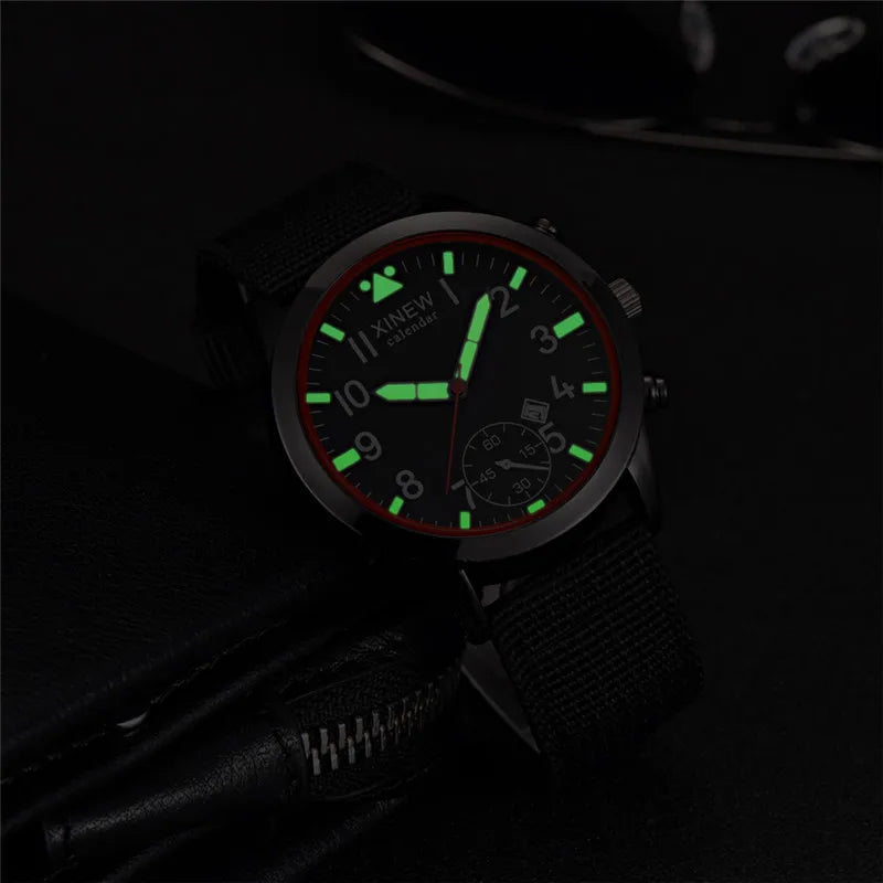 XINEW Cheap Brand Watches For Men Students Fashion Simple Leather Band Army Sports Date Quartz Watch Relogios Masculinos 2024