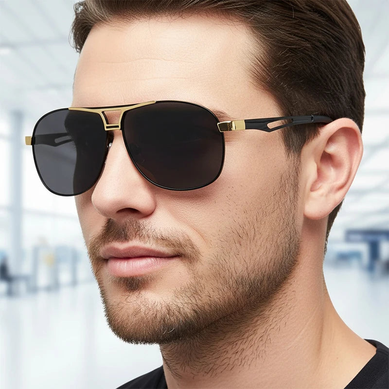 Sunglasses for Men Aviator  UV 400 Protection Military Style Metal Mirror Sun Glasses 1021 BAZAARHUBO