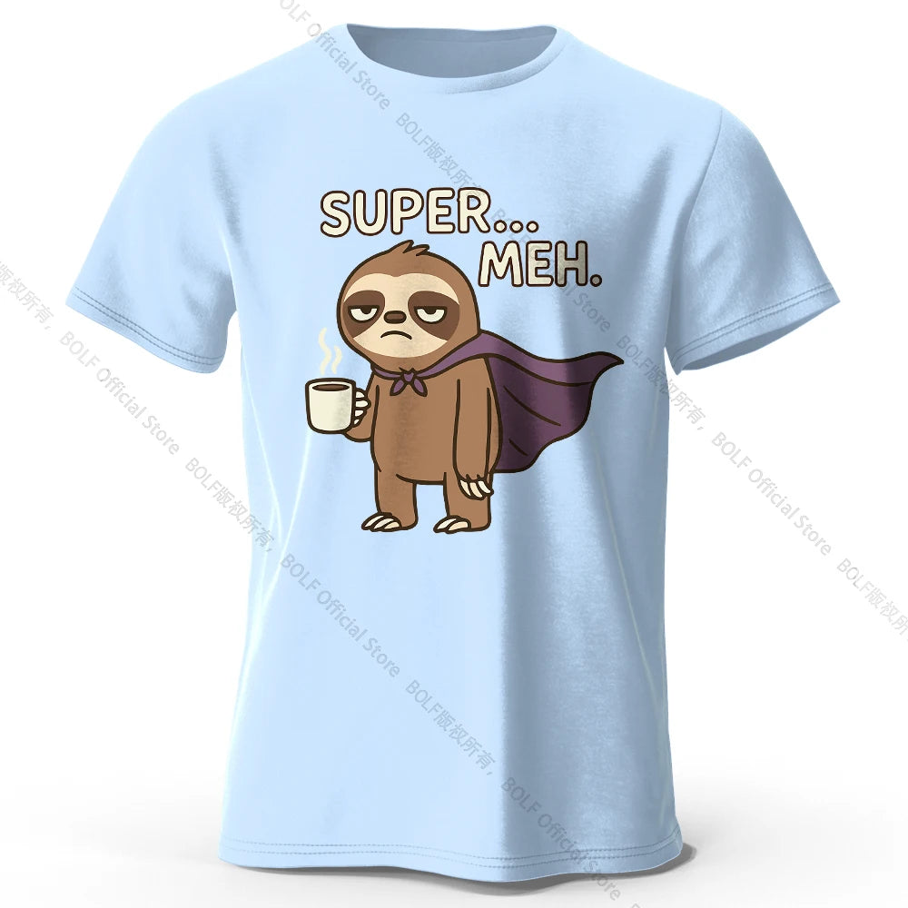 Men's Super Meh Printed T-Shirt 100% Cotton Oversized Apathetic Graphic Tees for Women Summer Tops Slacker Streetwear