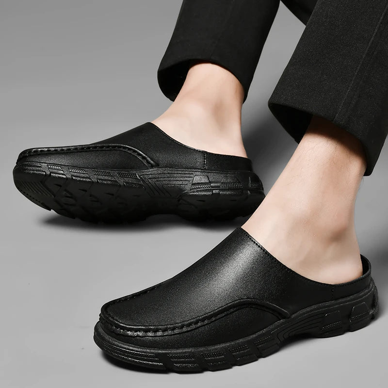 Half Shoes For Men Leather Latest Design 2025 Luxury Designer Italian Summer Casual Shoes Slip-ons