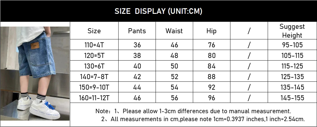 New Boys Summer Fashion Denim Shorts Kids Casual Loose Thin Knee-Length Trousers for 3-12 Years Teenager Outdoor Jeans Pants