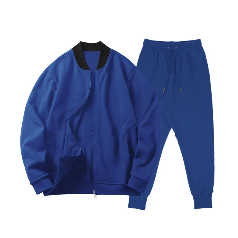 Autumn new solid color jacket men trendy shoulder design stand-up collar large size suit spring and fall fashion