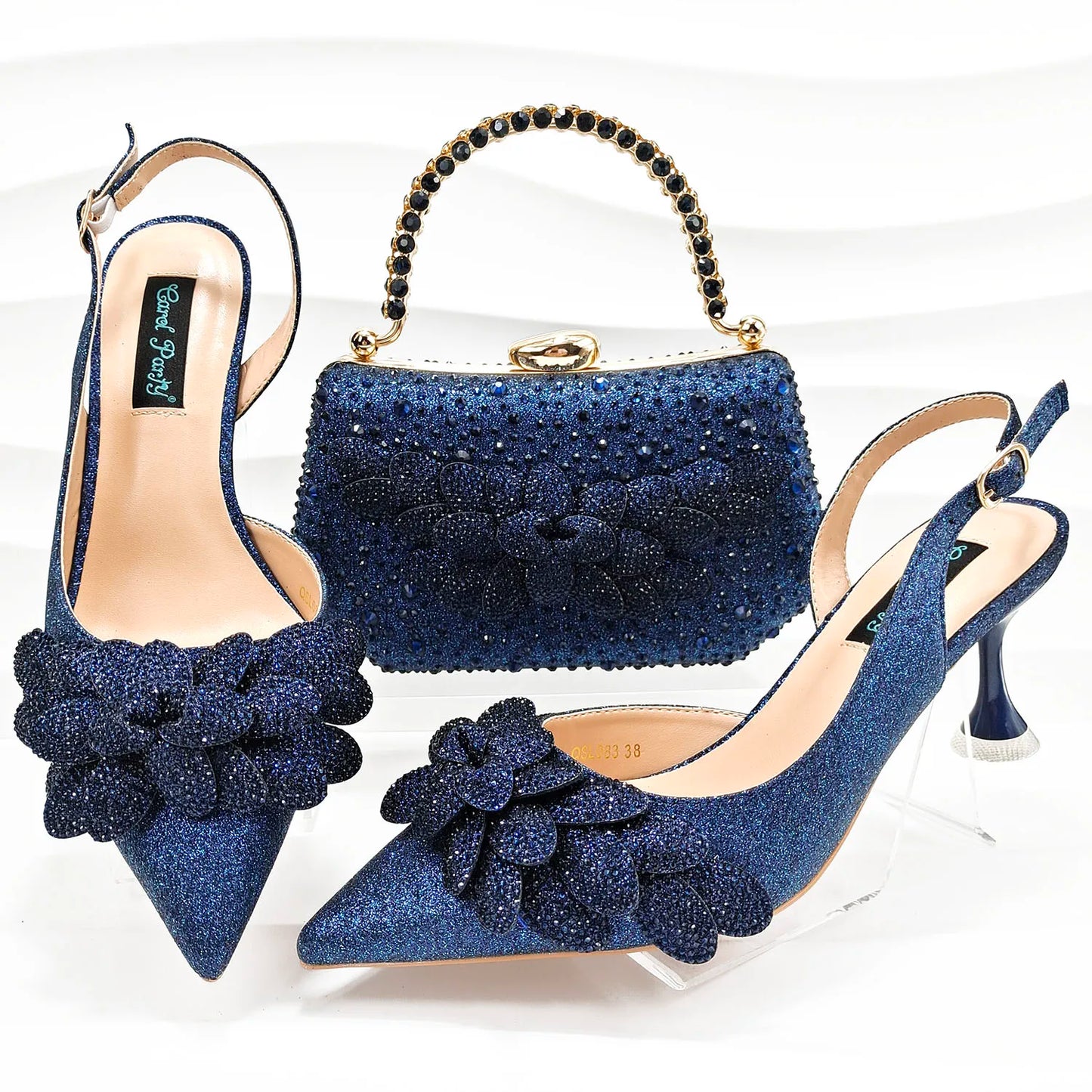 African Fashion Green Heels & Matching Bag Set | Women's Pointed Toe Pumps