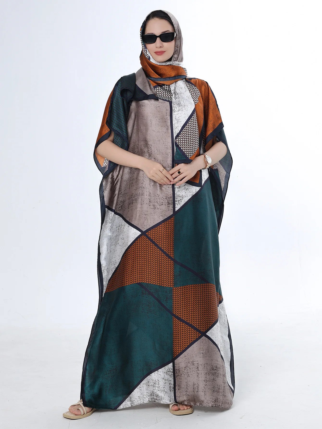 Summer New Fashion African Dresses For Women Elegant Printed Silk Muslim Lady Long Hijab Kaftan Dress Oversize Kuwait Abaya