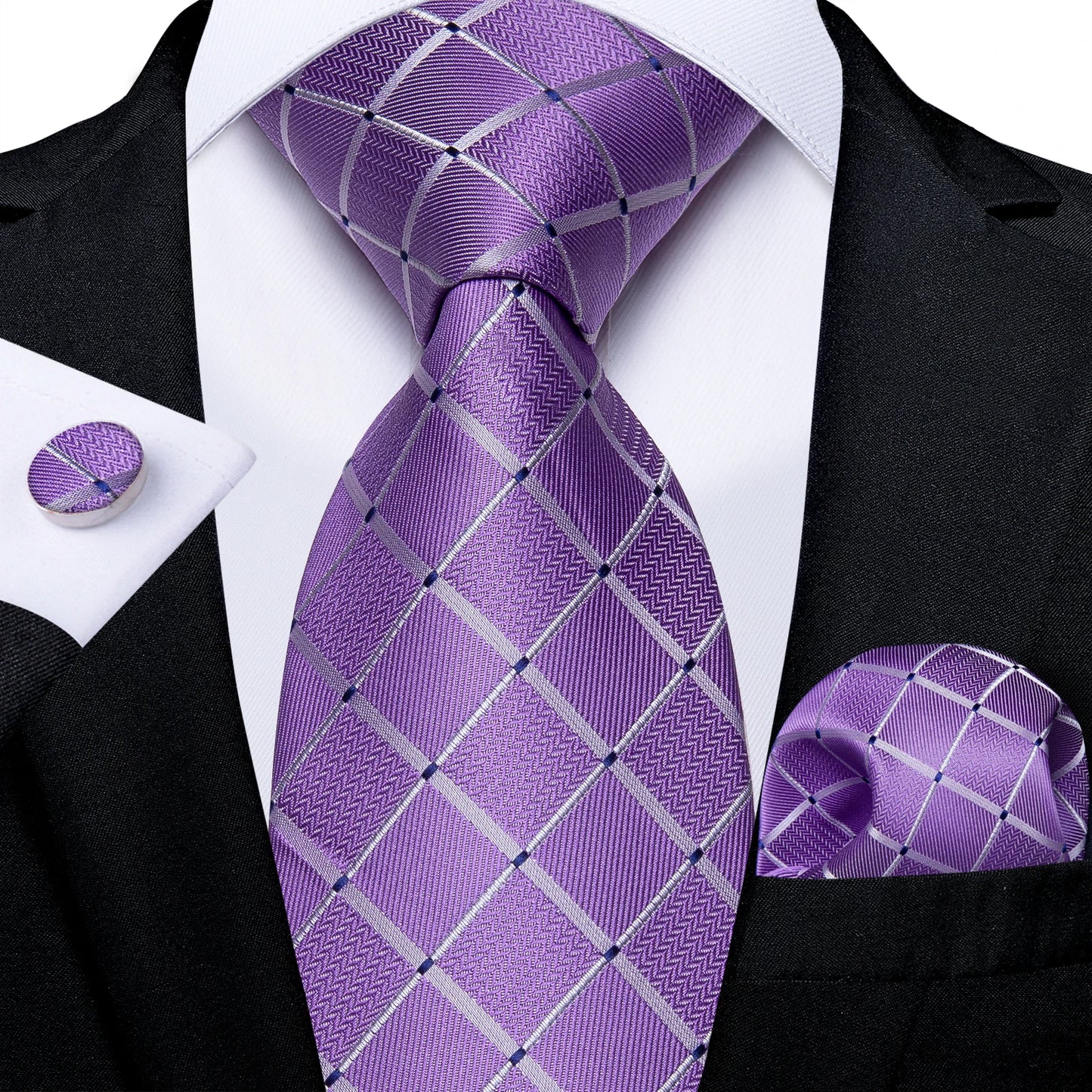 Dark Red Plaid Silk Ties for Men Classic 8cm Business Wedding Party Accessories Pocket Square Cufflinks Gift DiBanGu Dropship BAZAARHUBO