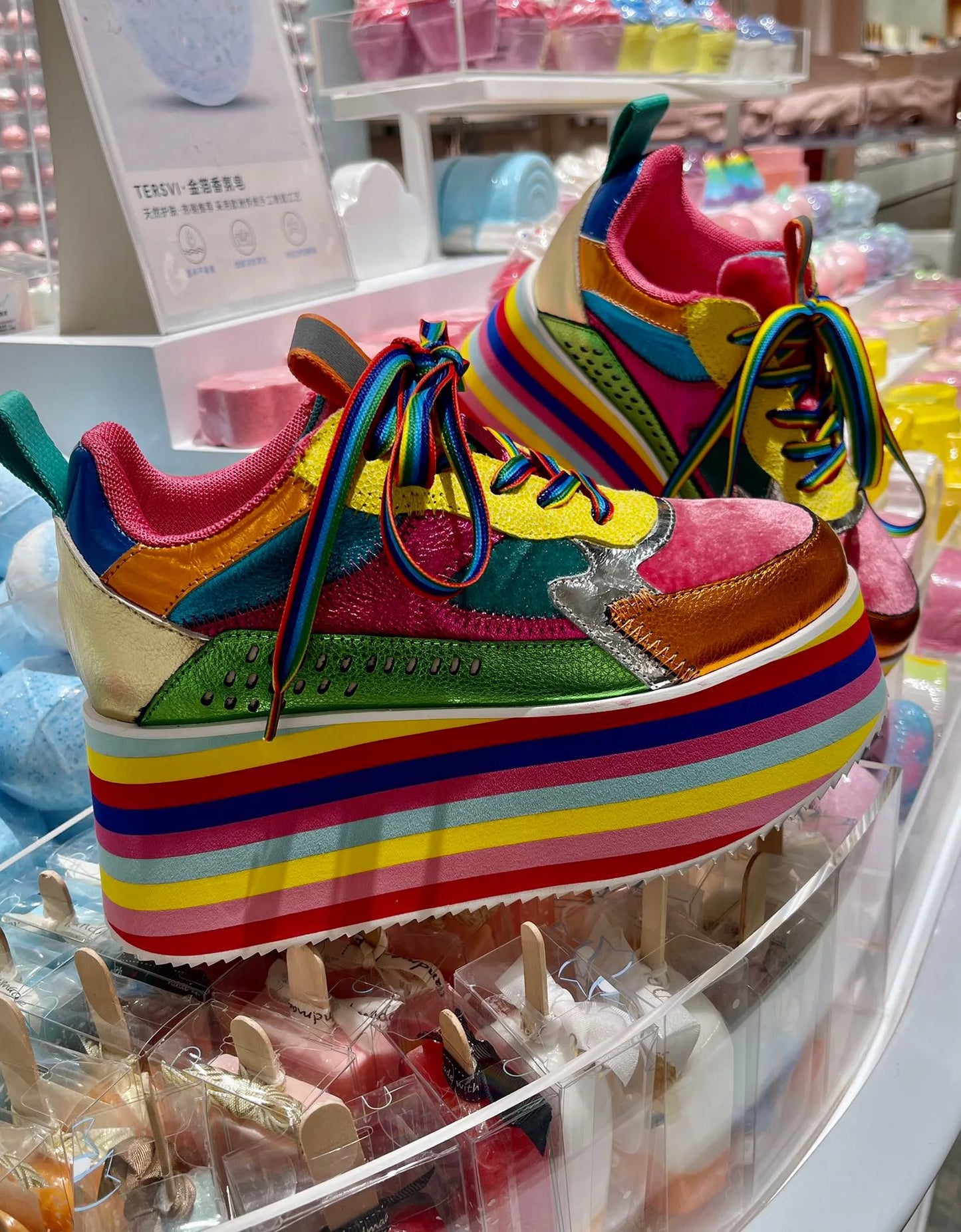 Spring Autumn Women Colourful Sneakers High Platform Shoes Heels Chunky Casual Dad Shoe Genuine Leather Thick Bottom Fashion New