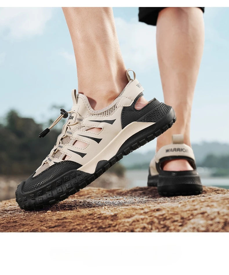 Men's Casual Sandals Summer Mesh Breathable Hollow Sneaker Men Outdoor Anti-slip Creek Shoes for Men Waterproof Roman Sandals