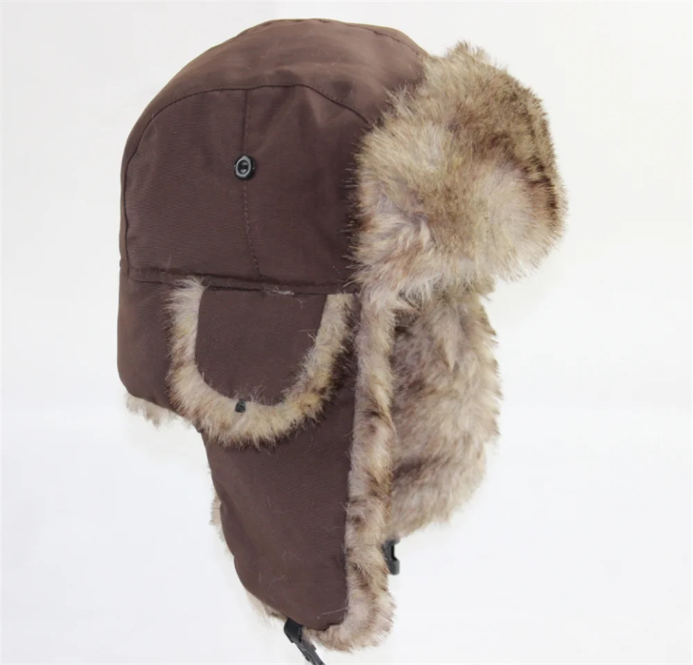 Men's Winter Trapper Aviator Trooper Earflap Warm Russian Waterproof Ski Hat Bomber Cap  Russian Warm Ear Protectors Hats BAZAARHUBO