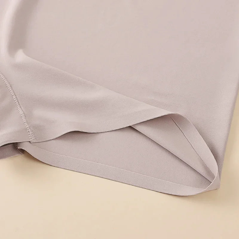 Womens Nylon Ice Silk Seamless Boyshort Underwear Anti-See-Through Breathable Non-Curling Safety Pants